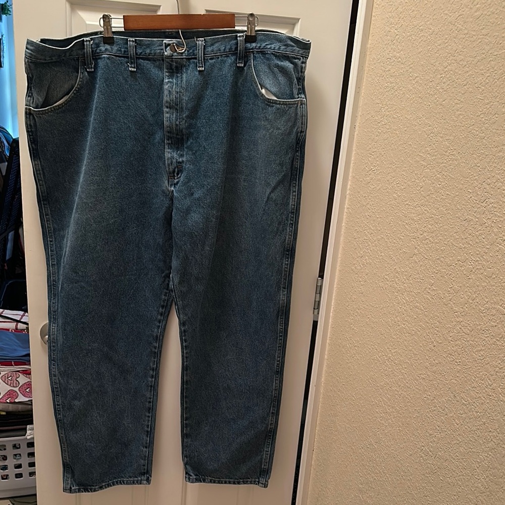 Relaxed Fit Blue Denim Jeans with Contrast Stitching